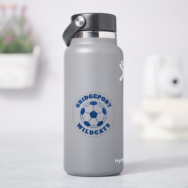 Soccer ball team name blue (HydroFlask)