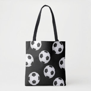 soccer ball tote bag black and white design