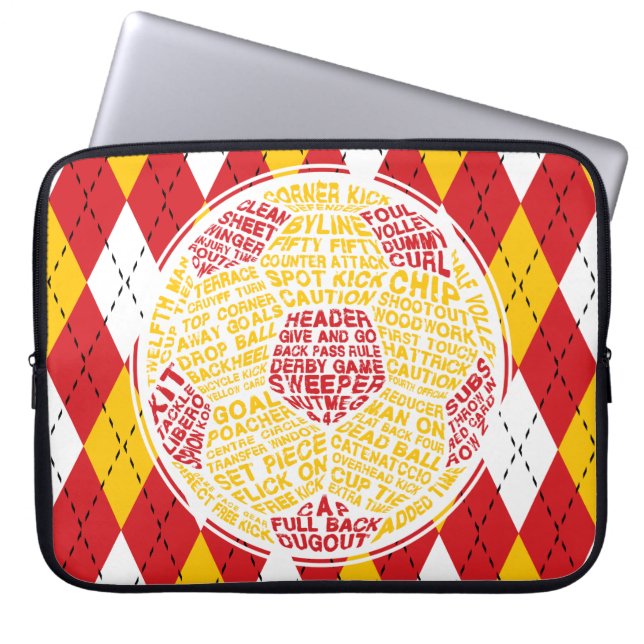 Soccer Ball Typography Laptop Sleeve (Front)