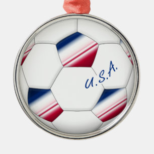 Soccer ball “U.S.A.”. Ball of Soccer of the USA Metal Tree Decoration