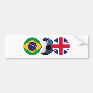 Soccer Ball UK & Brazil Flags The MUSEUM Zazzle Bumper Sticker
