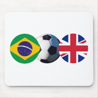 Soccer Ball UK & Brazil Flags The MUSEUM Zazzle Mouse Mat