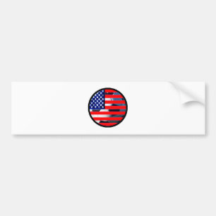 Soccer Ball & USA Flag2 The MUSEUM Zazzle Black-C Bumper Sticker