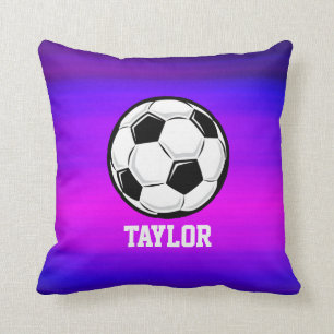 Soccer Ball; Vibrant Violet Blue and Magenta Cushion