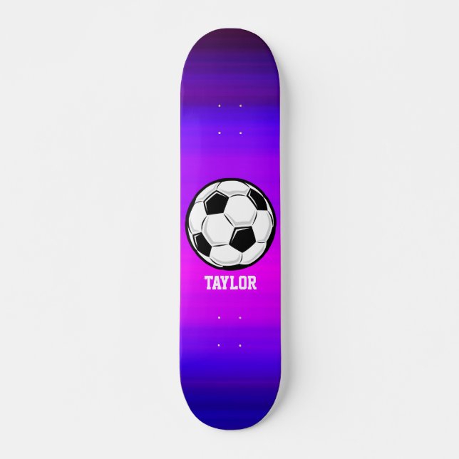Soccer Ball; Vibrant Violet Blue and Magenta Skateboard (Front)