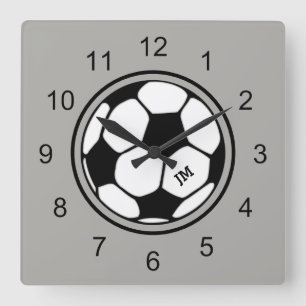 Soccer Ball Wall Clock Black And Grey