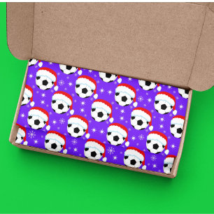 Soccer Ball Wearing Santa's Hat & Snowflakes  Tissue Paper