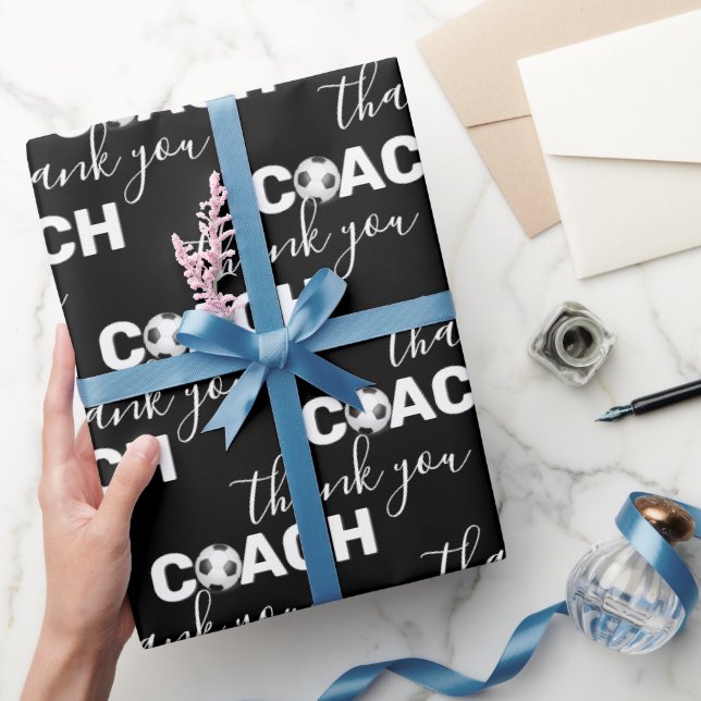 Soccer Ball with Coach Thank You Wrapping Paper (Gifting)