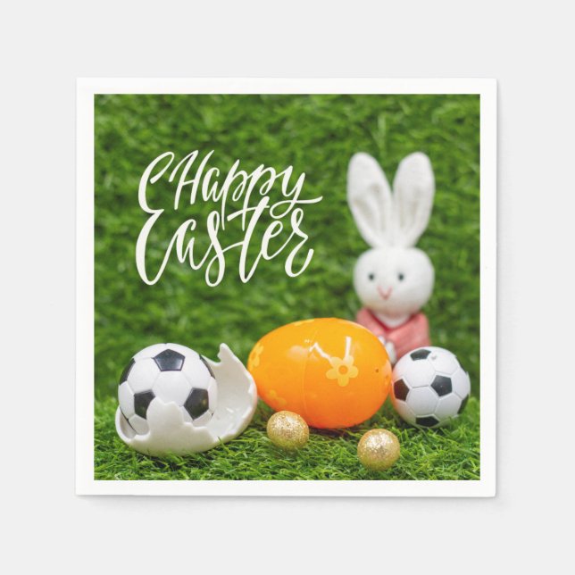 Soccer ball with Eggs Easter Holiday for Player   Napkin (Front)