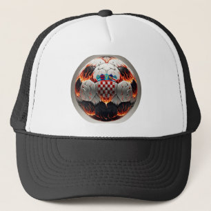 Soccer ball with flames and Croatian flag Trucker Hat