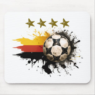 Soccer ball with German Flag and four golden Stars Mouse Mat
