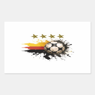 Soccer ball with German Flag and four golden Stars Rectangular Sticker