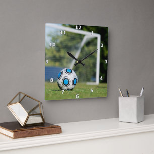Soccer Ball with Goal Square Wall Clock