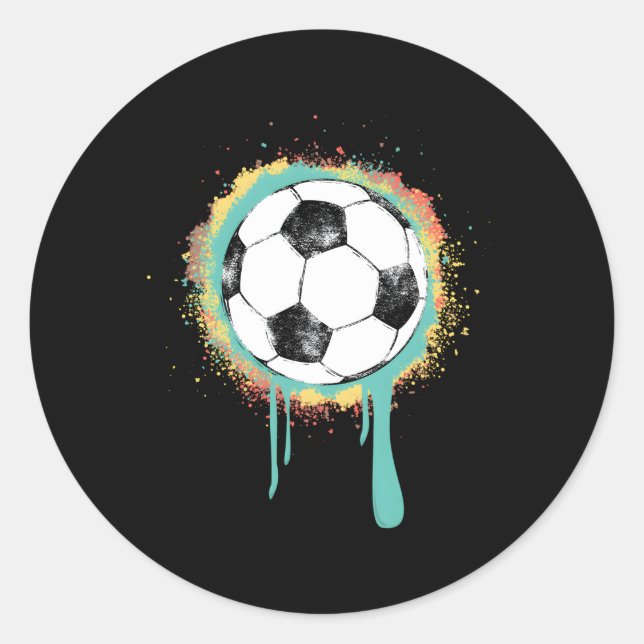 Soccer Ball With Graffiti Paint Classic Round Sticker (Front)