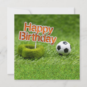 Soccer ball with Happy Birthday on Green  Card