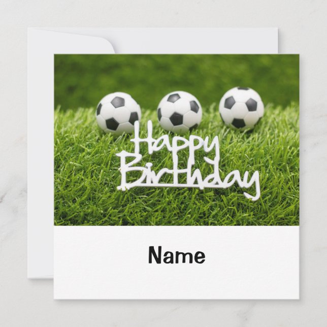 Soccer ball with Happy Birthday sign on green Card (Front)