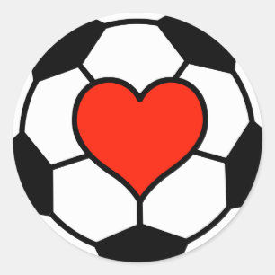 Soccer Ball with Heart Classic Round Sticker