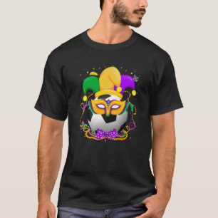 Soccer Ball With Jester Hat Mardi Gras Fat Tuesday T-Shirt