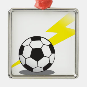 Soccer ball with lightning bolt metal tree decoration