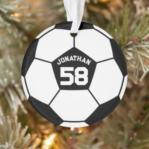 Soccer Ball with Name and Jersey Number Photo Ornament
