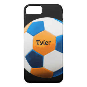 Soccer Ball with name, Blue and Orange, iPhone 8/7 Case