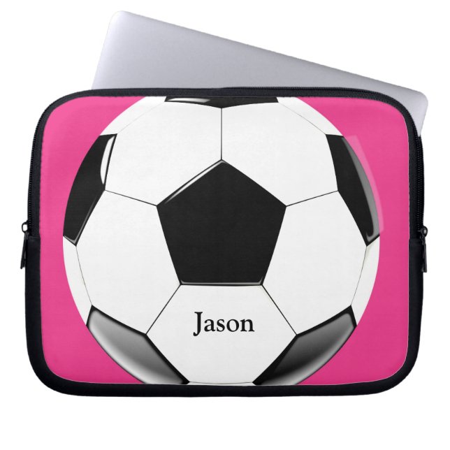 Soccer Ball with Name Laptop Electronics Bag (Front)