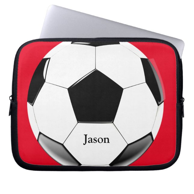 Soccer Ball with Name Laptop Electronics Bag (Front)
