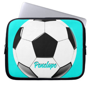 Soccer Ball with Name Laptop Electronics Bag