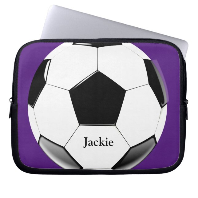 Soccer Ball with Name Laptop Electronics Bag (Front)
