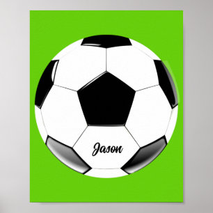 Soccer Ball with Name Lime Green   Poster