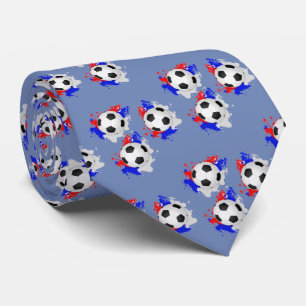 Soccer Ball With Red White Blue Necktie