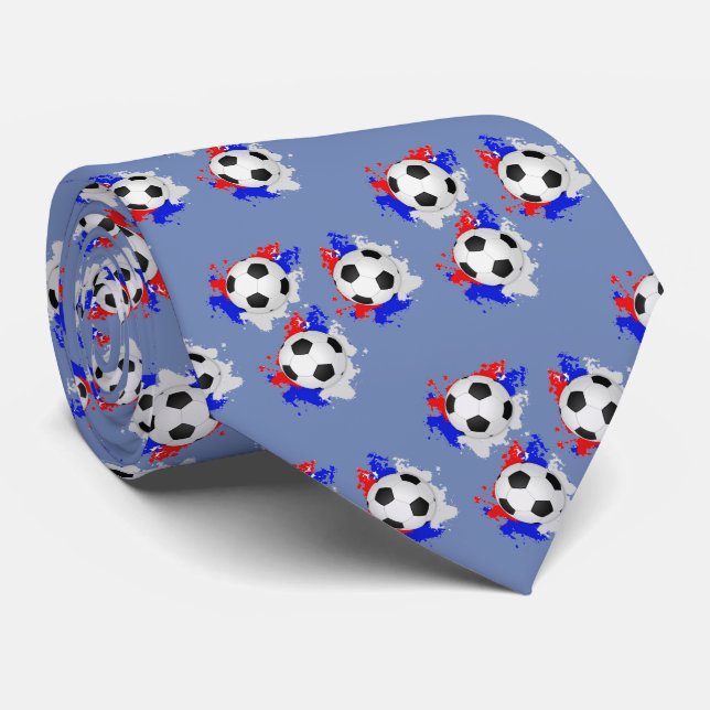 Soccer Ball With Red White Blue Necktie (Rolled)