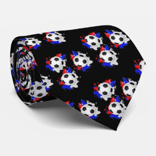 Soccer Ball With Red White Blue Necktie