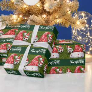Soccer Ball with Santa Hat Wrapping Paper