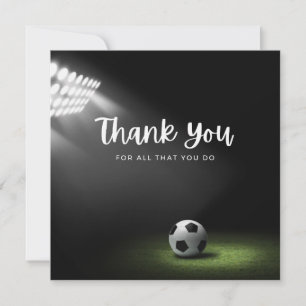 Soccer ball with thank all what you do on green p