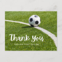 Soccer ball with thank all what you do on green