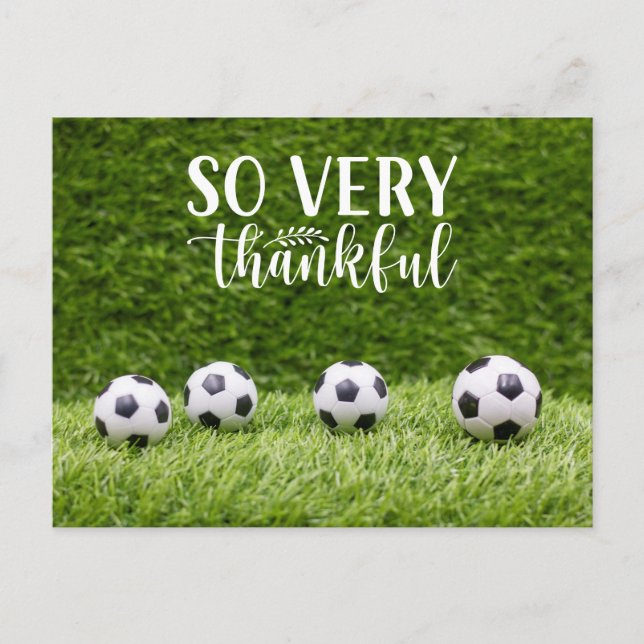 Soccer ball with thank you with love Ball on green Postcard (Front)