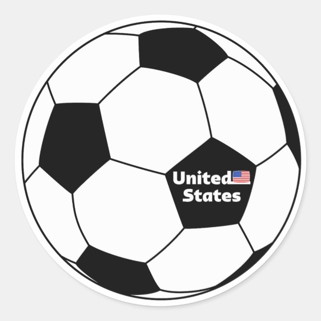 SOCCER BALL WITH USA FLAG CLASSIC ROUND STICKER (Front)