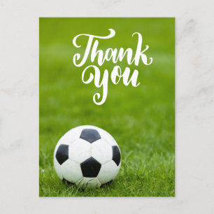 Soccer ball with word Thank you Postcard