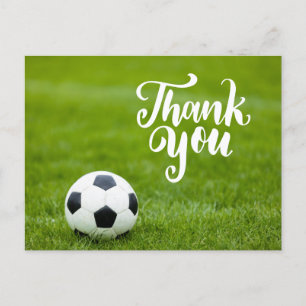 Soccer ball with word Thank you Postcard
