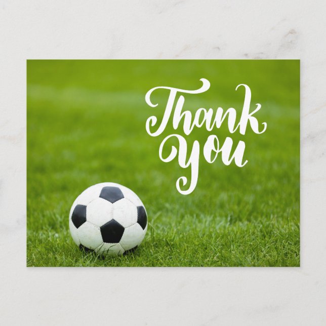 Soccer ball with word Thank you   Postcard (Front)