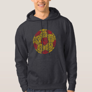 Soccer Ball Word Art Red And Yellow Hoodie
