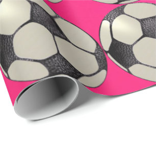Soccer Ball Wrapping Paper/ Hot Pink Wrapping Paper