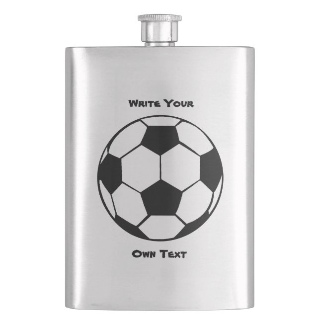 Soccer Ball - Write Your Own Text Hip Flask (Front)