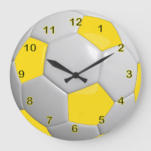 Soccer Ball   Yellow Large Clock
