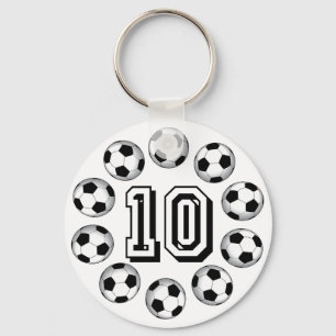 SOCCER BALLS AND NUMBER 10 KEY RING