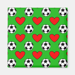 Soccer Balls And Red Hearts Drawing Magnet