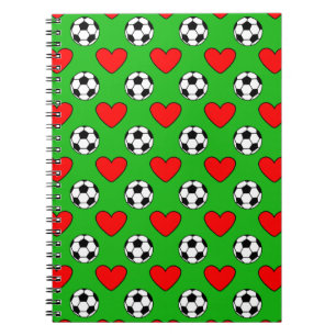 Soccer Balls And Red Hearts Drawing Notebook