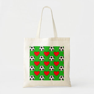 Soccer Balls And Red Hearts Drawing Tote Bag