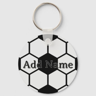 Soccer Balls Black and White Custom Key Ring